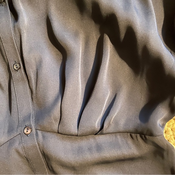 Express Blue 3/4 Sleeve Button Down Collared Midi Dress - Picture 3 of 10